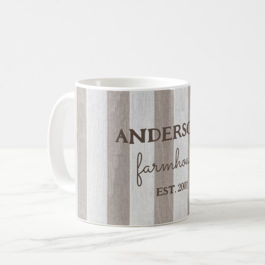 Personalisiertes Bauernhaus rustikales Holz Kaffeetasse (Vorderseite Links)