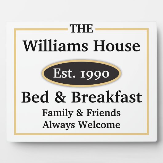 Personalisiertes Bed & Breakfast - Weiß Fotoplatte (Vorderseite)