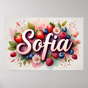 Personalisiertes Beeren-Blumen-Namensposter – "Sof Poster