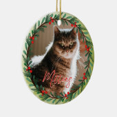 Personalisiertes Begleiter Foto Weihnachtsmuster Keramik Ornament (Rechts)