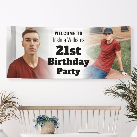 Personalisiertes Begrüßungszeichen Foto Männer 21. Banner