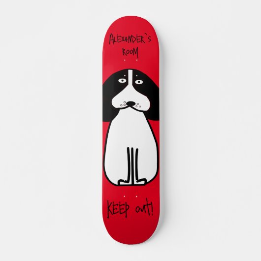 Personalisiertes "Behalt Out"-Hundezimmerzeichen Skateboard (Vorne)