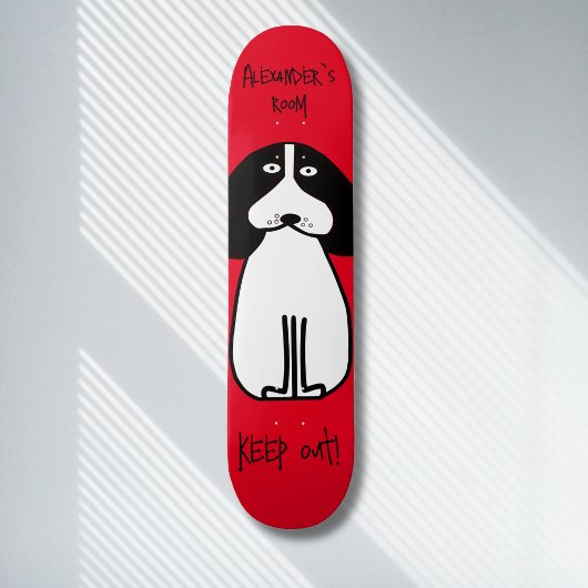 Personalisiertes "Behalt Out"-Hundezimmerzeichen Skateboard