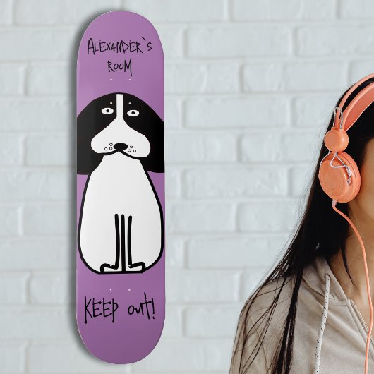 Personalisiertes "Behalt Out"-Hundezimmerzeichen Skateboard