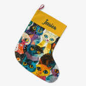 Personalisiertes beidseitiges Katzendesign Großer Weihnachtsstrumpf (Vorderansicht (hängend))