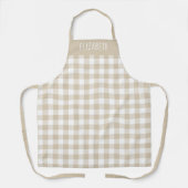 Personalisiertes Beige-Gingham-Karomuster Schürze (Vorderseite)