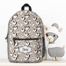 Personalisiertes Beige Herz-Backpack