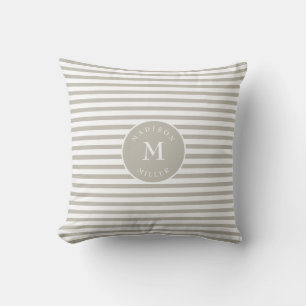 Personalisiertes Beiges Gestreiftes Neutral Kissen
