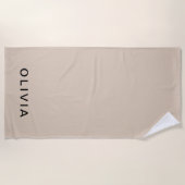 Personalisiertes beiges Monogramm Strandtuch (Vorderseite)