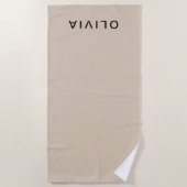 Personalisiertes beiges Monogramm Strandtuch (Vorderseite)