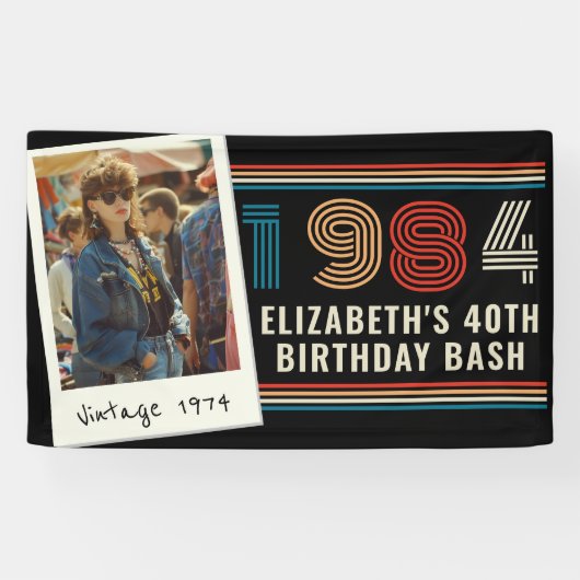 Personalisiertes beliebiges Vintages Foto Geburtst Banner (Horizontal)