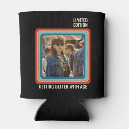 Personalisiertes beliebiges Vintages Foto Geburtst Dosenkühler (Rückseite)