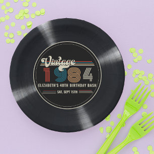 Personalisiertes beliebiges Vintages Foto Geburtst Pappteller