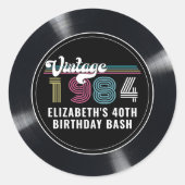 Personalisiertes beliebiges Vintages Foto Geburtst Runder Aufkleber (Vorderseite)