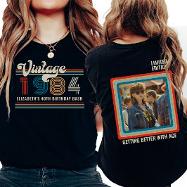 Personalisiertes beliebiges Vintages Foto Geburtst T-Shirt