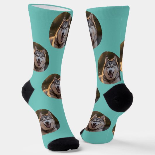 Personalisiertes benutzerdefiniertes Foto - Husky- Socken (Gewinkelt)