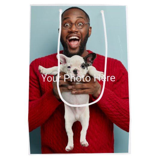 Personalisiertes benutzerdefiniertes Foto Mittlere Geschenktüte (Rückseite)
