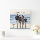 Personalisiertes benutzerdefiniertes Foto und Text Quadratische Wanduhr (Zuhause)