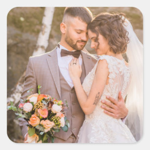 Personalisiertes benutzerdefiniertes Paar-Foto Quadratischer Aufkleber