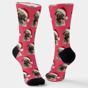 Personalisiertes benutzerdefiniertes Pug-Weihnacht Socken