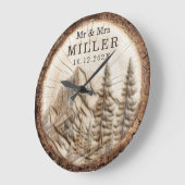 Personalisiertes Bergwald-Paar Große Wanduhr (Winkel)