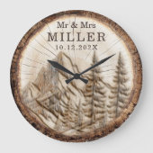 Personalisiertes Bergwald-Paar Große Wanduhr (Vorderseite)
