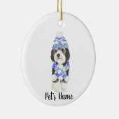 Personalisiertes Bernedoodle Blau & Weiß Keramik Ornament (Rechts)
