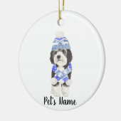 Personalisiertes Bernedoodle Blau & Weiß Keramik Ornament (Links)