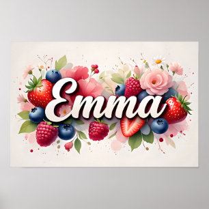 Personalisiertes Berry Floral Name Poster - "Emma"