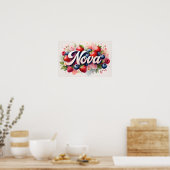 Personalisiertes Berry Floral Name Poster "Nova" (Küche)