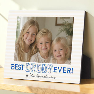 Personalisiertes Best Dad Blaues Schriftfoto-Schil Fotoplatte