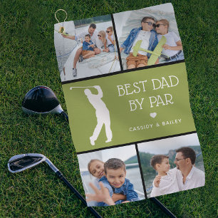Personalisiertes Best Dad by Par Foto Collage Golf Golfhandtuch
