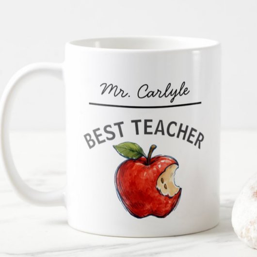 Personalisiertes BEST TEACHER Name Apple Geschenk Kaffeetasse
