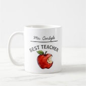 Personalisiertes BEST TEACHER Name Apple Geschenk Kaffeetasse (Links)