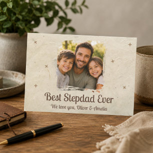 Personalisiertes Beste Stiefvater-Foto Feiertagskarte
