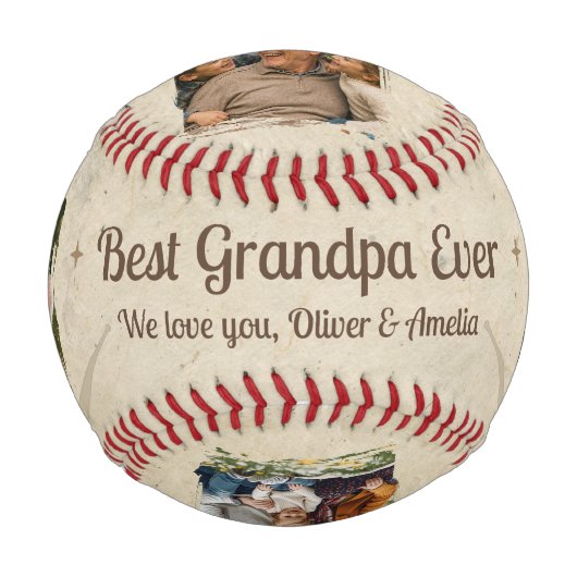 Personalisiertes Bester Opa Aller Zeiten 2 Foto-Ge Baseball (Vorderseite)