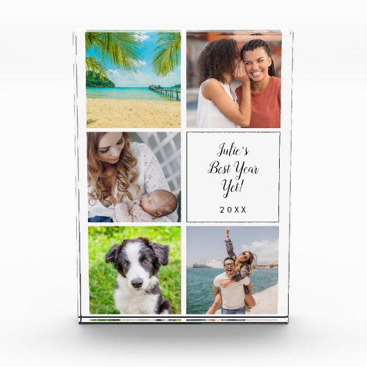 Personalisiertes Bestes Jahr und heute fünf Fotoblock (Vorderseite)