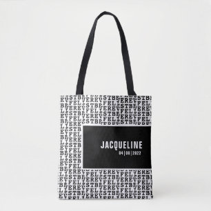 Personalisiertes bestes Leben je Schwarz-Weiß-Tasc Tasche