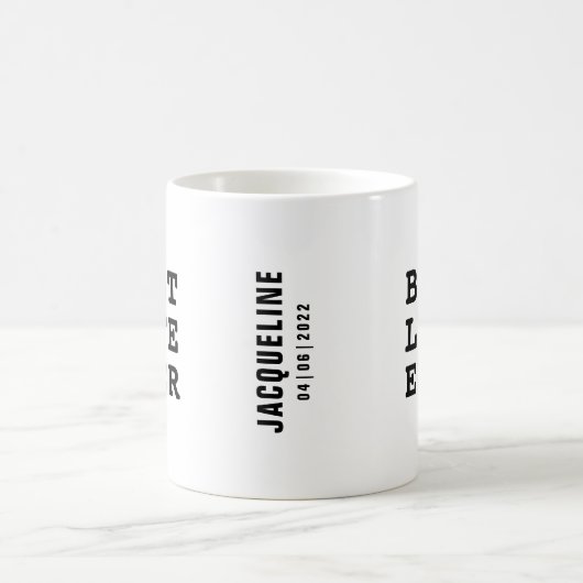 Personalisiertes Bestes Leben je Schwarzweißtext Kaffeetasse (Mittel)