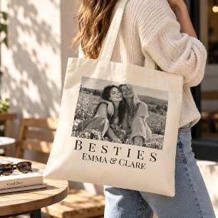 Personalisiertes Besties Schwarz-Weiß-Foto Tragetasche