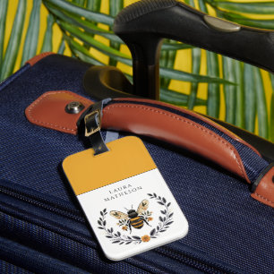 Personalisiertes Bienen-Blumen-Lorbeer Gepäckanhänger