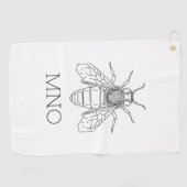 Personalisiertes Bienen-Monogramm  Golfhandtuch (Horizontal)