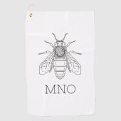 Personalisiertes Bienen-Monogramm  Golfhandtuch (Vorderseite)