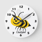 Personalisiertes Bienendesign Runde Wanduhr (Vorderseite)
