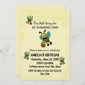 Personalisiertes Bienenthema 1. Geburtstag Party Einladung (Vorne/Hinten)