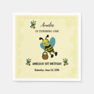 Personalisiertes Bienenthema 1. Geburtstag Party Serviette