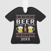 Personalisiertes Bier Ugly Christmas Sweater Ornament (Rückseite)