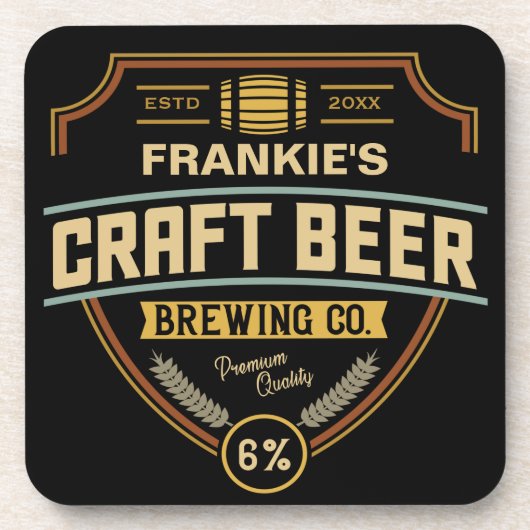 Personalisiertes Bieretikett Brauunternehmen Bar Getränkeuntersetzer (Vorderseite)