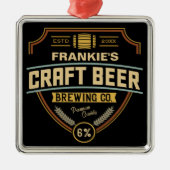 Personalisiertes Bieretikett Brauunternehmen Bar Ornament Aus Metall (Vorne)