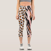 Personalisiertes Big Cat Foto Muster Wildtier Capri Leggings (Vorderseite)